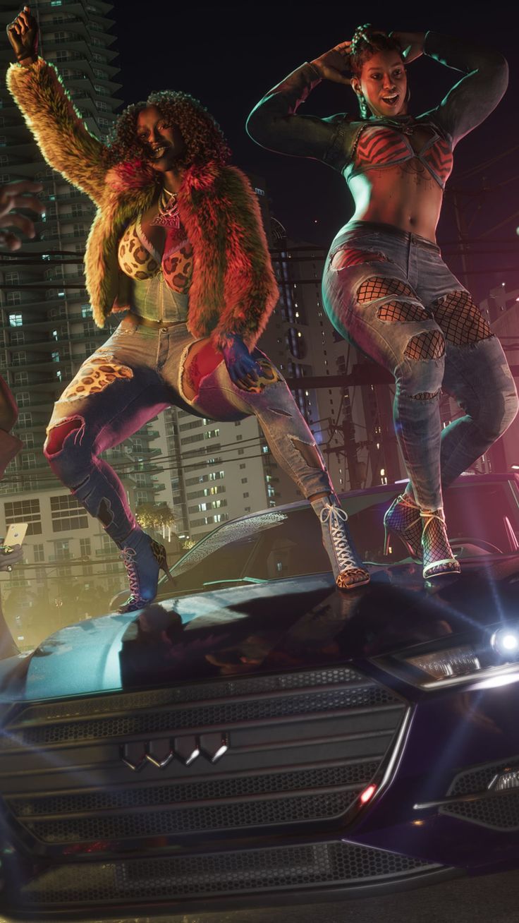 Fan-made rendering of a Vice City night scene from GTA VI
